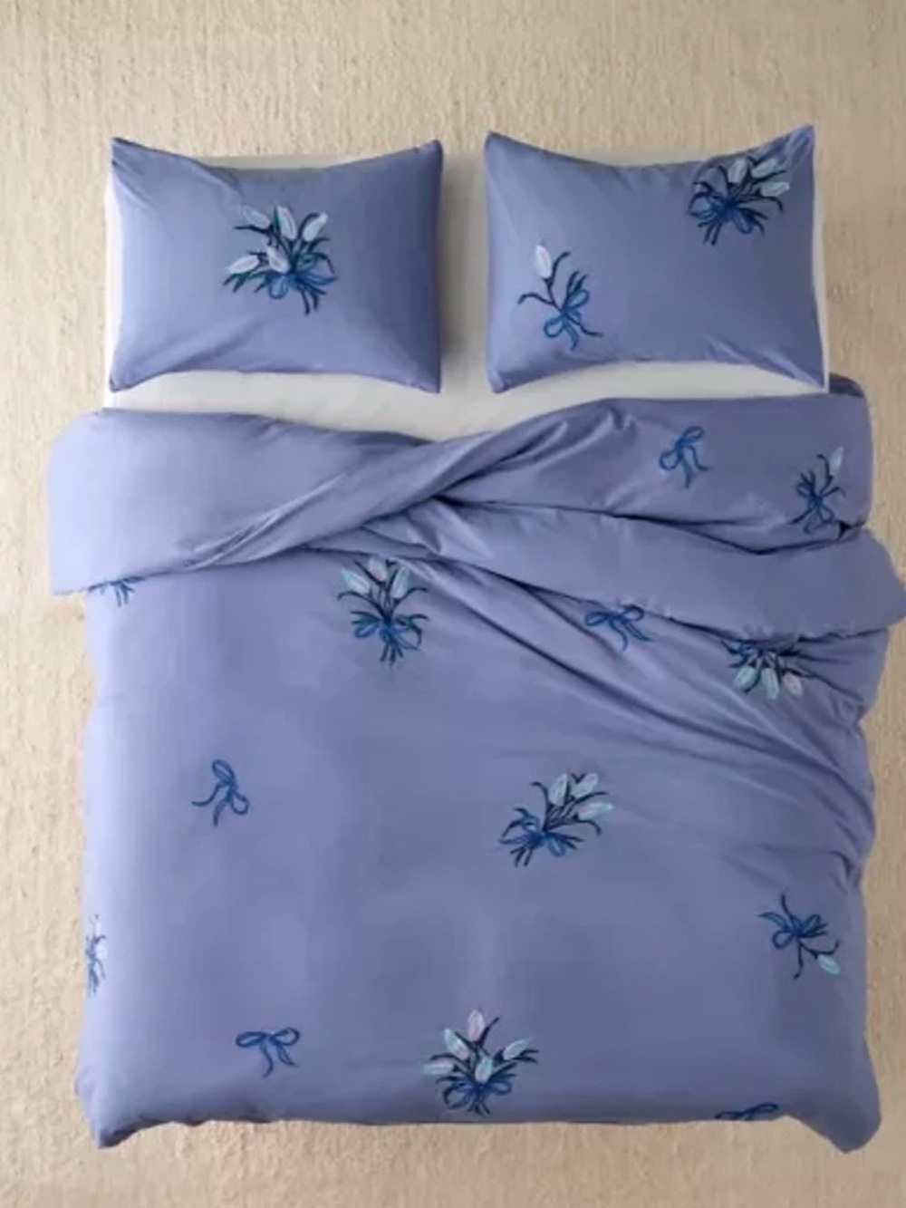 Urban Outfitters A Bouquet For You Floral Embroidered Duvet Cover F/Q NWT